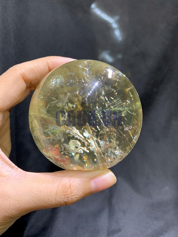 BI CẦU THẠCH ANH VÀNG CHẤT TRONG - CITRINE SPHERE, ĐK: 6.9cm – KL: 462g