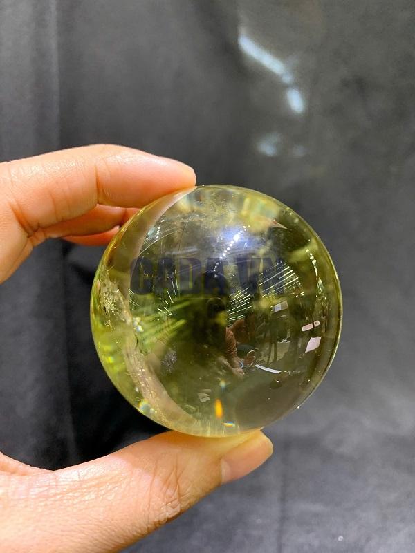 BI CẦU THẠCH ANH VÀNG CHẤT TRONG - CITRINE SPHERE, ĐK: 5.8cm – KL: 270g