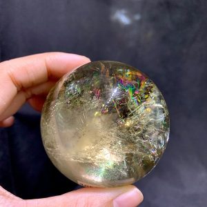 BI CẦU THẠCH ANH KHÓI VÀNG CHẤT TRONG - SMOKY CITRINE SPHERE, ĐK: 6.2cm – KL: 340g