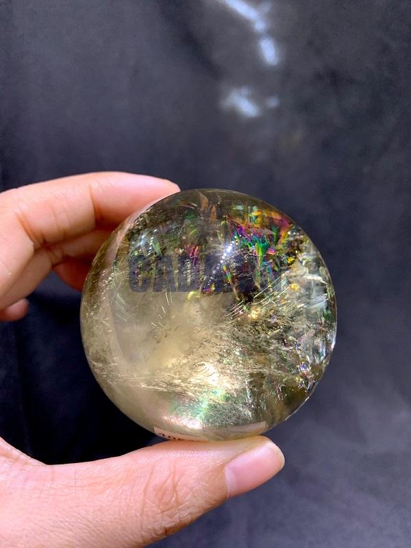BI CẦU THẠCH ANH KHÓI VÀNG CHẤT TRONG - SMOKY CITRINE SPHERE, ĐK: 6.2cm – KL: 340g