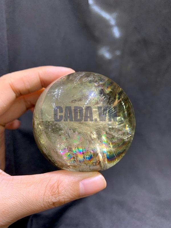 BI CẦU THẠCH ANH KHÓI VÀNG CHẤT TRONG - SMOKY CITRINE SPHERE, ĐK: 6.2cm – KL: 340g