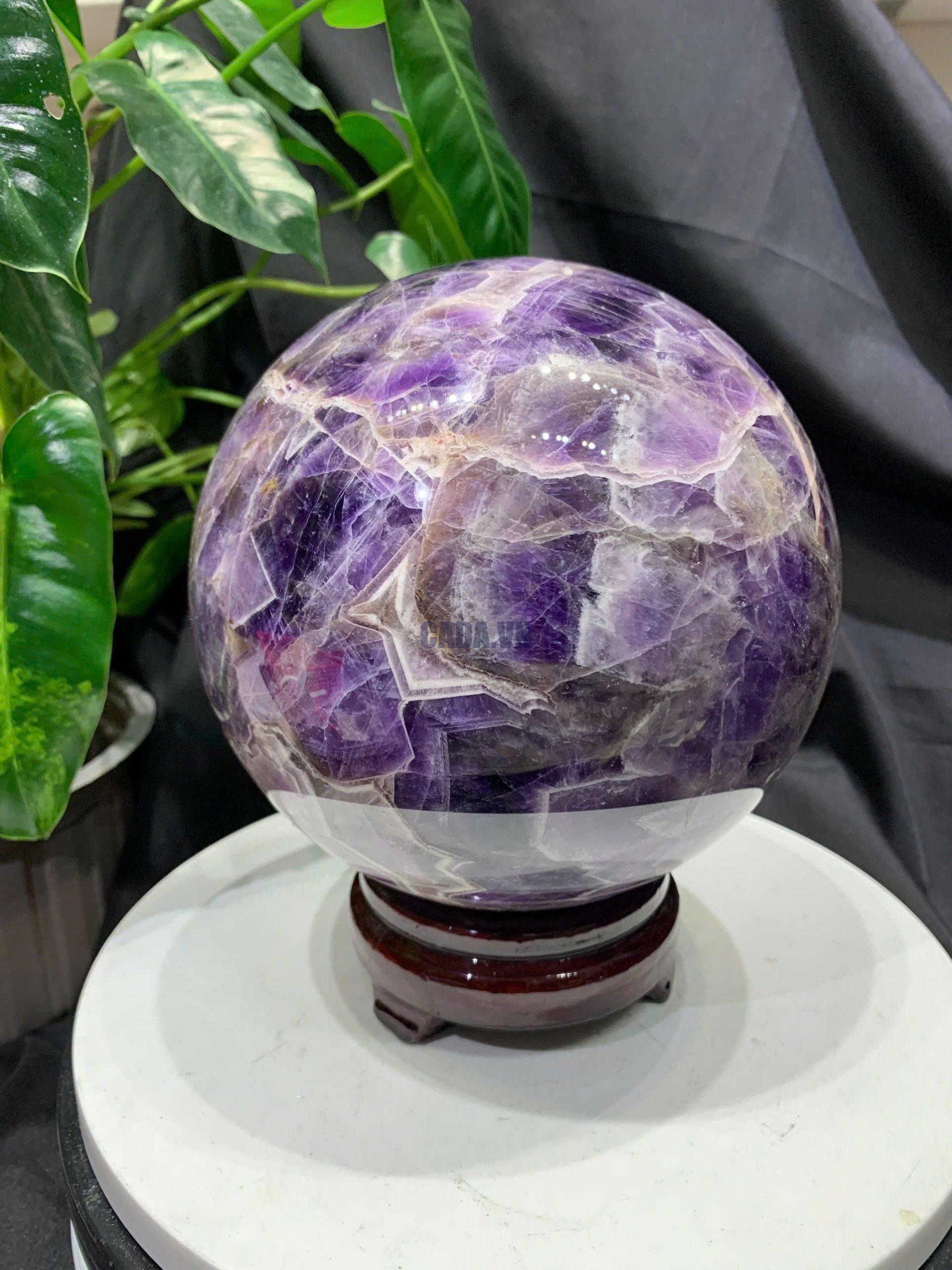 Bi cầu Thạch Anh Tím Vân - Dream Amethyst, ĐK: 15.6cm, KL: 5.194kg