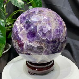 Bi cầu Thạch Anh Tím Vân - Dream Amethyst, ĐK: 15.6cm, KL: 5.194kg