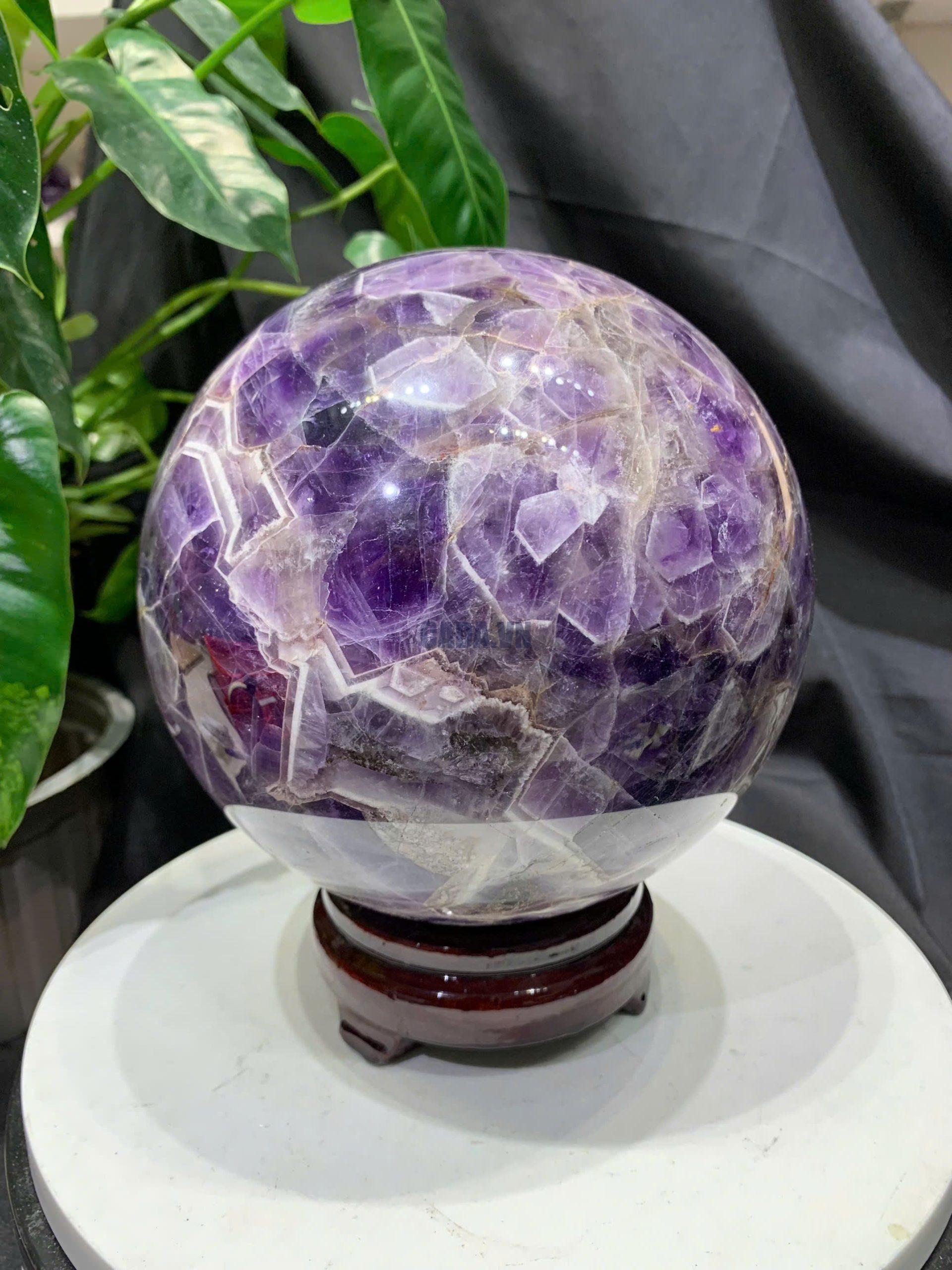 Bi cầu Thạch Anh Tím Vân - Dream Amethyst, ĐK: 15.6cm, KL: 5.194kg