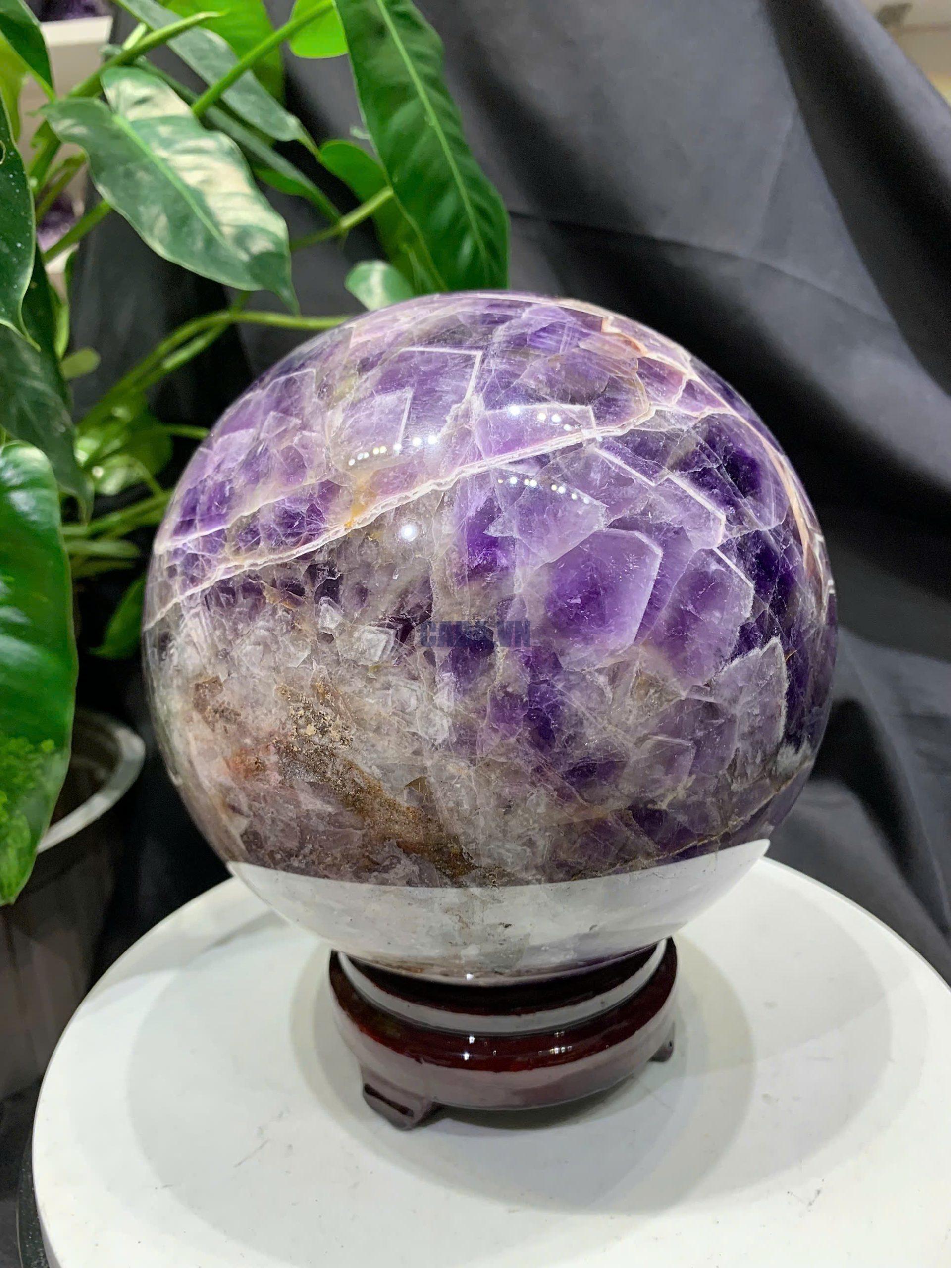 Bi cầu Thạch Anh Tím Vân - Dream Amethyst, ĐK: 15.6cm, KL: 5.194kg