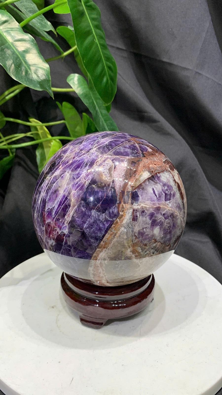 Bi cầu Thạch Anh Tím Vân - Dream Amethyst, ĐK: 13.6cm, KL: 3.338kg