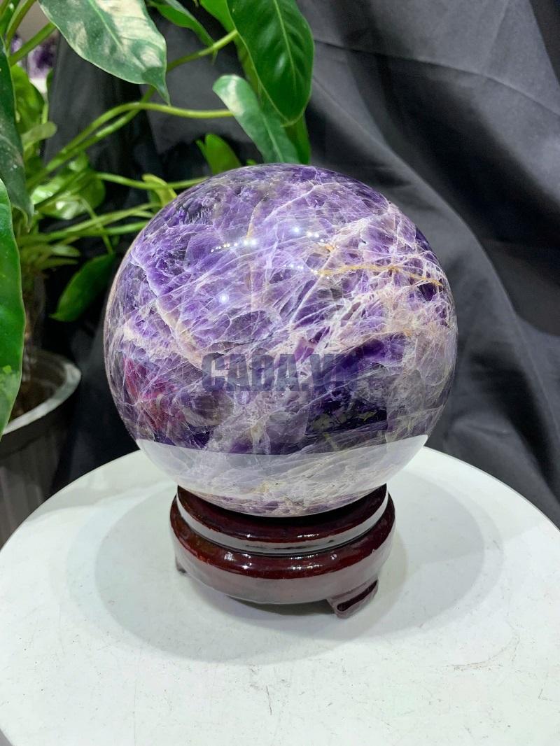 Bi cầu Thạch Anh Tím Vân - Dream Amethyst, ĐK: 12.5cm, KL: 2.652kg