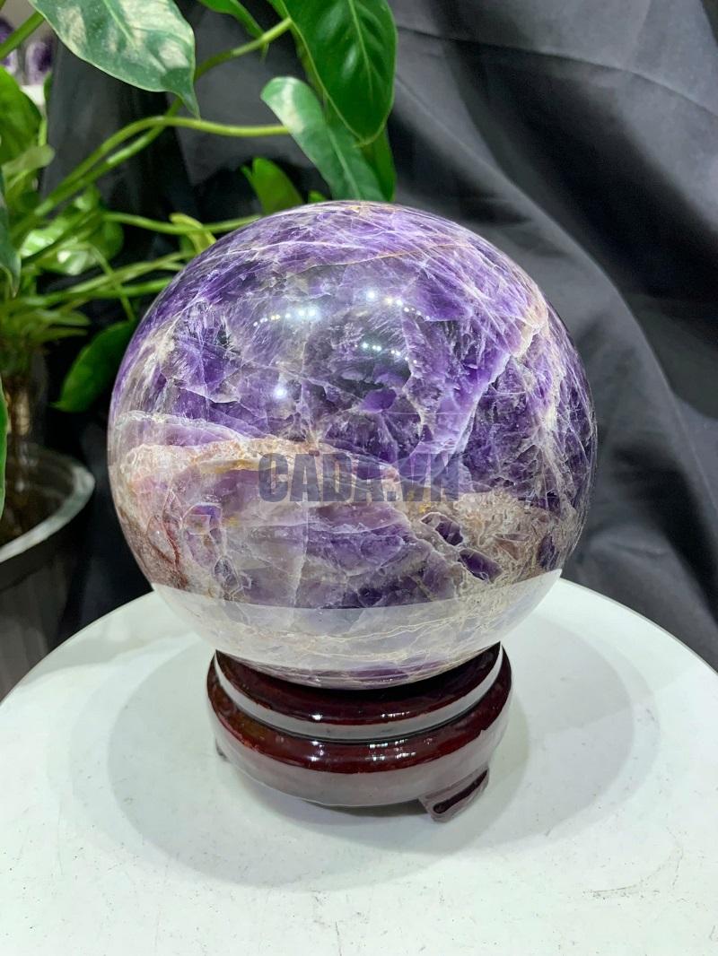 Bi cầu Thạch Anh Tím Vân - Dream Amethyst, ĐK: 12.5cm, KL: 2.652kg