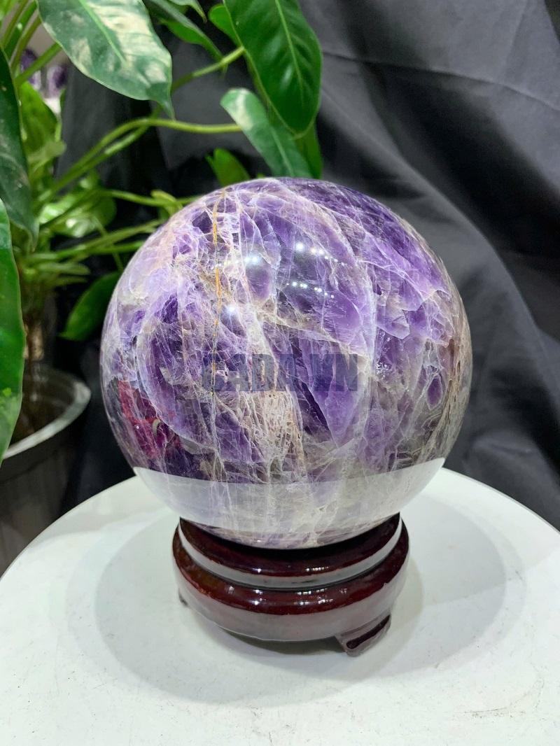 Bi cầu Thạch Anh Tím Vân - Dream Amethyst, ĐK: 12.5cm, KL: 2.652kg