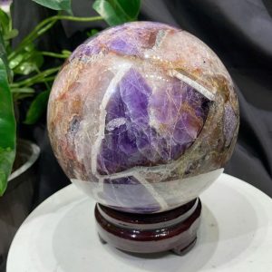 Bi cầu Thạch Anh Tím Vân - Dream Amethyst, ĐK: 13.9cm, KL: 3.6kg