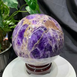 Bi cầu Thạch Anh Tím Vân - Dream Amethyst, ĐK: 15.6cm, KL: 5.15kg